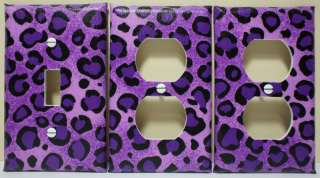 LEOPARD PRINT LIGHT SWITCH & OUTLET COVERS PINK PURPLE  