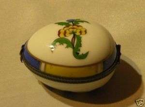 One Half white & blue Egg no.161 Porcelain Limoges Box  