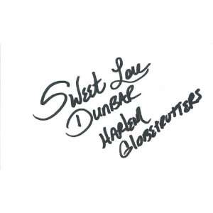 Sweet Lou Dunbar Harlem Globetrotters Authentic Autographed 3x5 Card