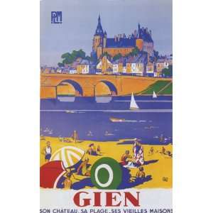  GIEN LOIRE RIVER BEACH SAILBOAT FRANCE FRENCH FRENCH SMALL 