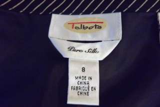Talbots pure silk skirt long wrap black & white lined angle stripes 