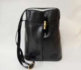 AUTH LONGCHAMP PARIS Black Leather Shoulder Bag Made in FRANCE  