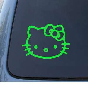 HELLO KITTY FACE   5.5 LIME GREEN Decal   Cat Feline   Car, Truck 
