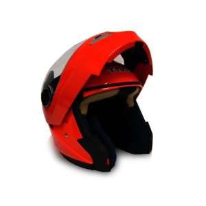  Red Dual Visor Modular Motorcycle Flip Up Helmet DOT 