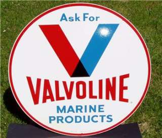 ORIGINAL Valvoline MARINE PRODUCTS Oil Metal Double Sided SIGN DATED 6 