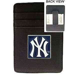  New York Yankees Leather Money Clip & Cardholder W Logo 