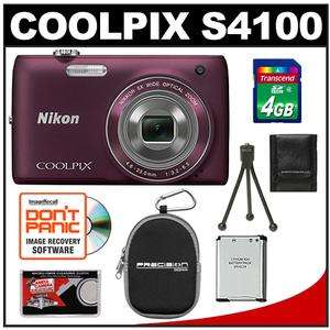 Nikon Coolpix S4100 Digital Camera (Plum)   Factory Demo with 4GB Card 