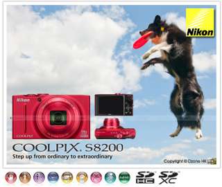 Nikon COOLPIX S8200 Digital Compact Camera Red 16MP 14x Zoom Full HD 