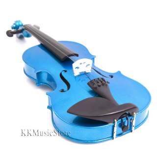 BLUE VIOLIN SOLIDWOOD +$55 GIFT+LESSON+BOOK+TUNER  