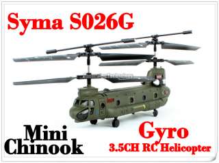 New Syma S026G 3.5CH Mini Chinook RC Helicopter W/GYRO  