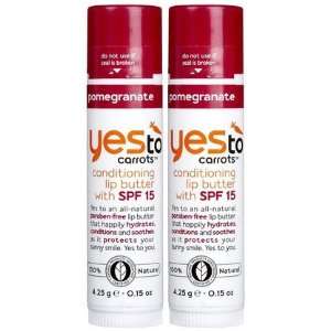 Yes to CarrotsConditioning Lip Butter SPF 15, Pomegrante, 2 ct 