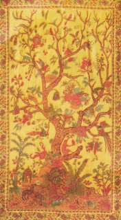 PERSIAN KING MEDIUM YELLOW GOLD TREE OF LIFE TAPESTRY THROW COVERLET 