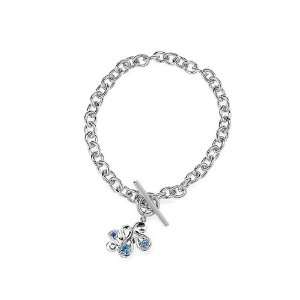  ZR Silver Blue Crystal Charm Bracelet Jewelry