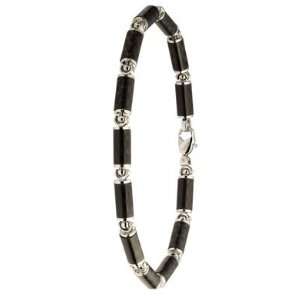  Stainless Steel and Black Ionic Plated Bracelet Jewelry