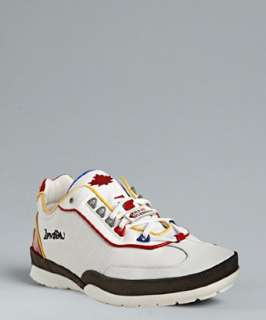 Dsquared2 white leather primary color patent trim sneakers   