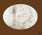 German Silver Engraved Oval Buckle, 4 1/4 x 3 1/8