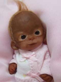 OOAK Baby Orangutan Monkey Girl Sculpted Polymer Clay Art Doll  