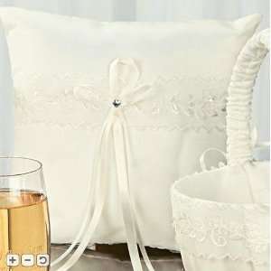  Bridal Ivory Lace Wedding Ring Bearer Pillow Satin 7 1/2 