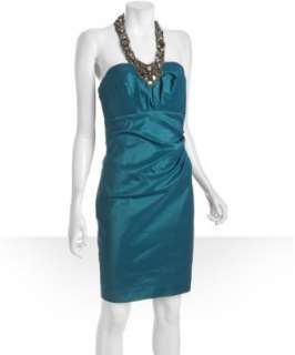 Badgley Mischka Platinum Label ocean taffeta beaded halter dress 