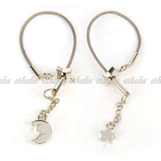 Star Moon Couple Pendant Keychains Keyrings 2pcs E1FAY1  