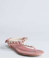 Balenciaga pink leather studded thong sandals style# 319245801
