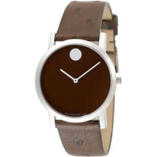 Movado Mens 606221 Museum Brown Leather Strap Brown Dial Watch 