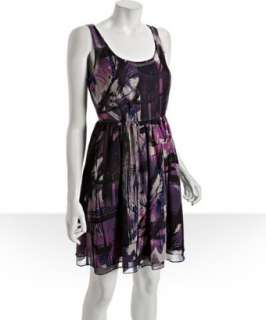 Campaigne purple abstract silk chiffon full skirt dress   up 