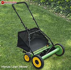Lawn Mower 20 Classic Hand Push Reel W/ Grass Catcher 6 Adjustable 