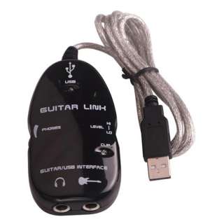 Electric Guitar USB Link Cable Recording Music Black  