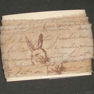 x0 muslin rubber stamped prim tea stain easter rabbit  