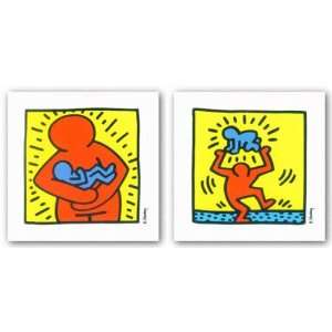  Haring Pair 1 (Mother and Child) by Keith Haring 16x16 Art 