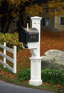 Mailbox Post Dover   White  with newspaper holder  