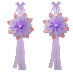  Purple Pink Two Tone Daisy Flower Curtain Tieback Pair 