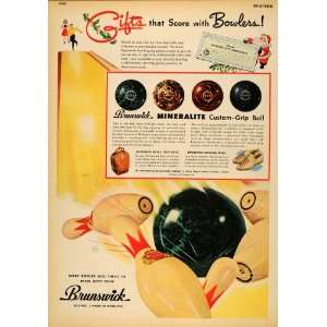  1947 Ad Brunswick Mineralite Bowling Balls Christmas 
