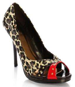 ZEBRA/LEOPARD Studded Open toe Pump Heel Shoe Sandal  