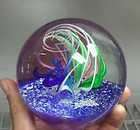   GLASS SWIRL LARGE AND HEAVY SIGNED PAPERWEIGHT CELLINI GREAT PATTERN