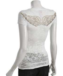 vil white burnout jersey Gold Angel Wings t shirt   up to 