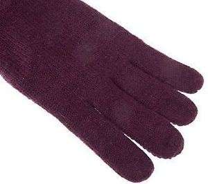 Precious Fibers Cashmere Knit Plum Gloves Leather Palm A93965  