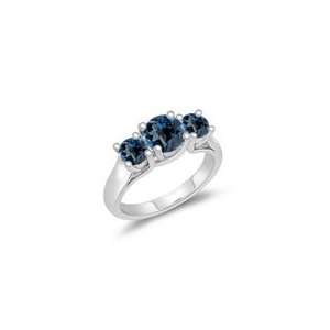  1.65 Cts London Blue Topaz Three Stone Ring in 14K White 