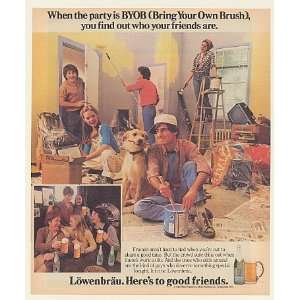  1982 Lowenbrau Beer Party BYOB Bring Your Own Brush Print 