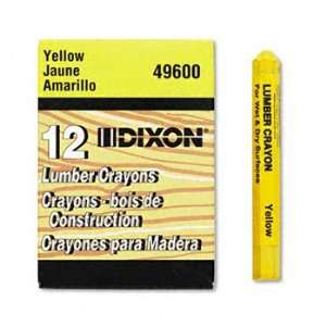  Dixon 49600   Lumber Crayon, Permanent, Yellow, Dozen 