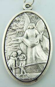 Large Silver Gild Catholic 2 Medal Pendant Saint St Michael Patron Of 