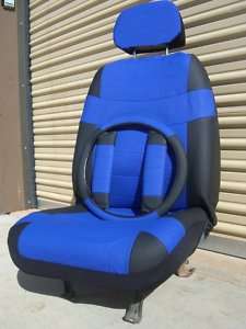 Full Set New Car Seat Covers Accessories Blue Black  
