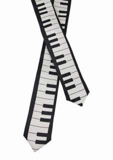 Black / White Piano Key Skinny Neck Tie  