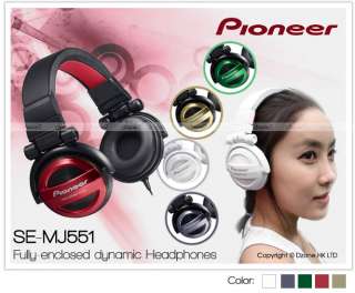 Pioneer SE MJ551 Fully Enclosed Dynamic Headphones Audio Sound Bass 