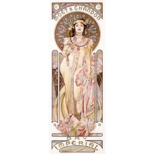  Moet & Chandon Dry Imperial by Mucha. Size 16.50 X 34.50 