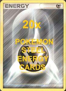 20x STEEL Pokemon Basic Energy Card Lot Grey Metal for Deck Building 