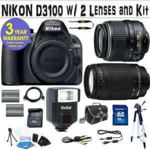 com NIKON D3100 DIGITAL SLR CAMERA BODY + NIKON 18 55 VR LENS + NIKON 