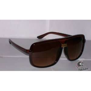  Retro Square Aviator Streetwear Sunglasses Brown/Gold DJ 