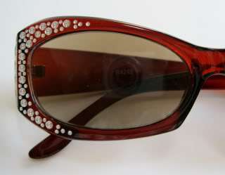   Sun Reading Glasses Ladys Sun Readers Amber Brown Silver Bling  